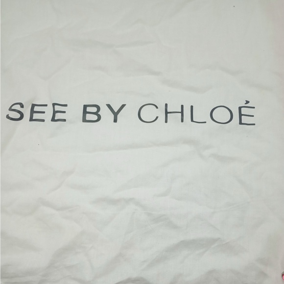 SEE BY CHLOÉ White Cotton Dustbag Pink Drawstring “16 x 16.5” - Picture 7 of 7
